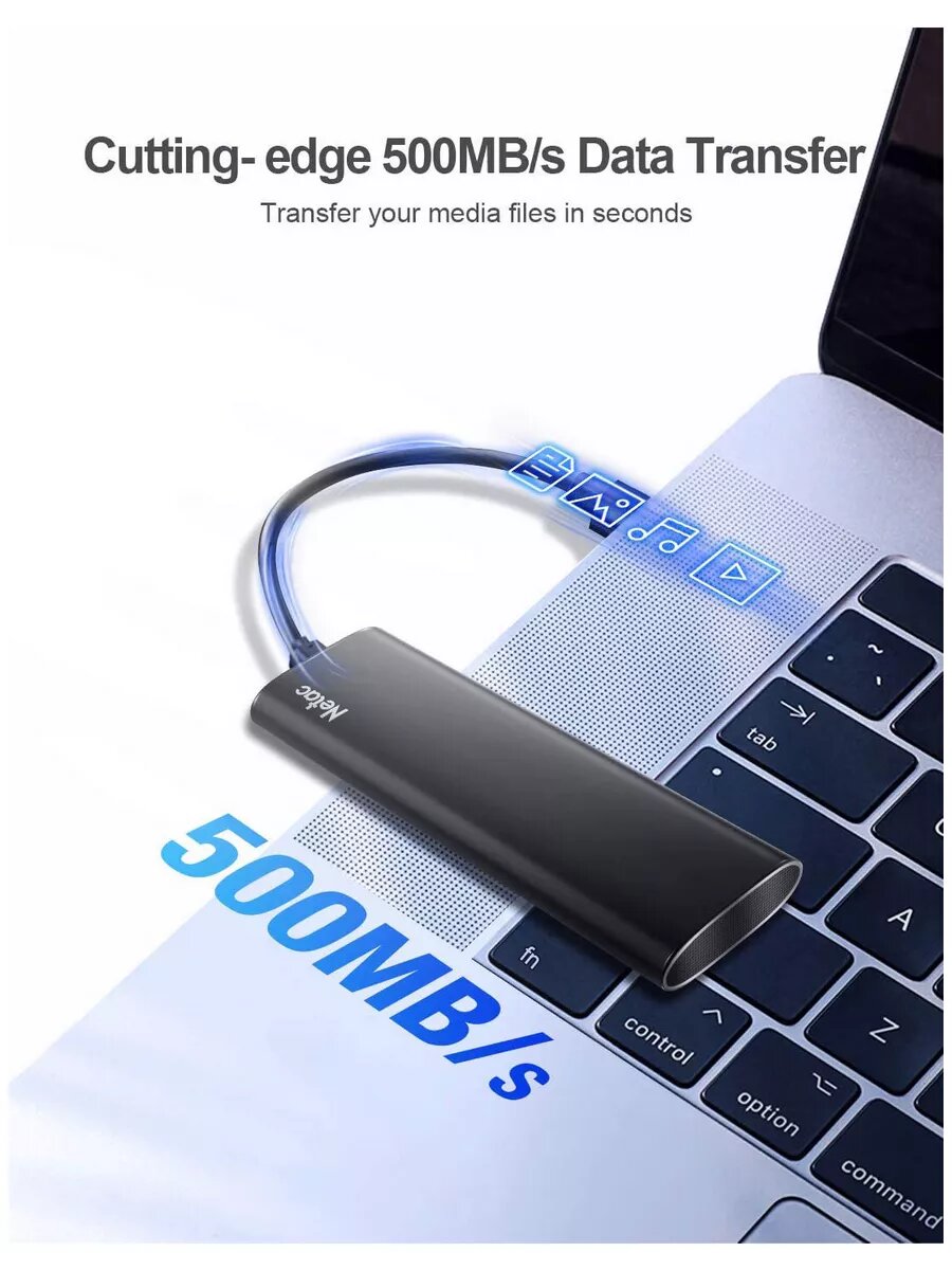 Внешний SSD диск Netac Z SLIM 500GB (USB 3.2 Gen2 Type-C, металл, 500/480 МБ/с)