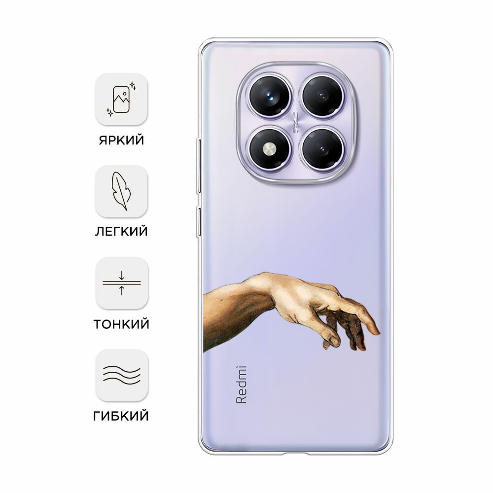 Чехол на Xiaomi Redmi Note 14 Pro 4G / Сяоми Редми Нот 14 Про 4G с принтом Creazione di Adamo 1, прозрачный — фото 1