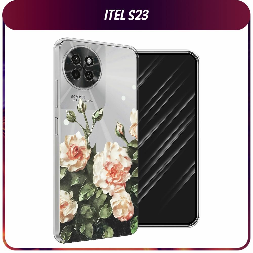 Чехол на Itel S23 / Ител S23 с принтом "Цветочная картина 2", прозрачный