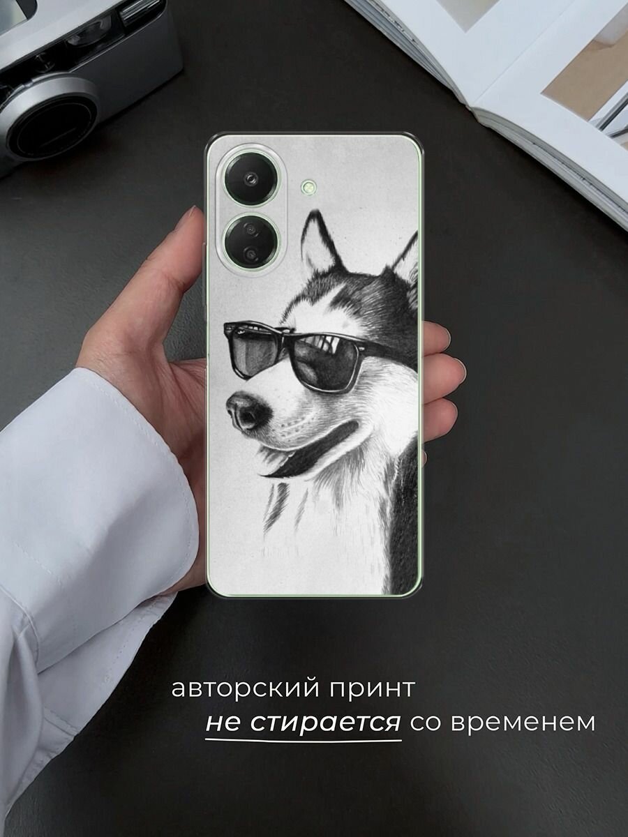 Чехол на Xiaomi Redmi 13C/Poco C65 / Сяоми Редми 13C/Поко С65 с принтом "Крутой Хаске" — фото 1