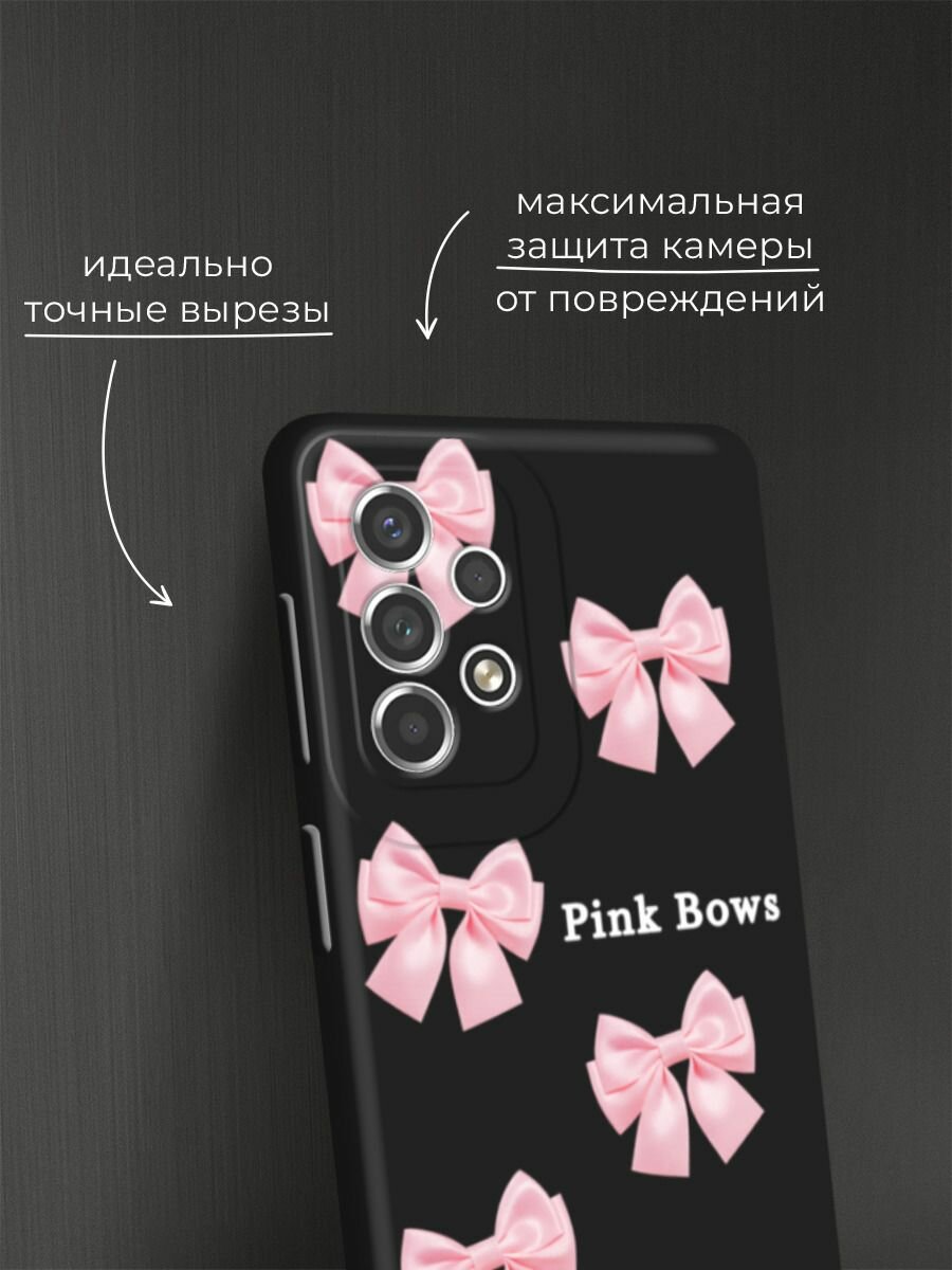 Черный матовый чехол на Samsung Galaxy A53 / Самсунг Галакси А53 с принтом "Pink Bows 2" — фото 1