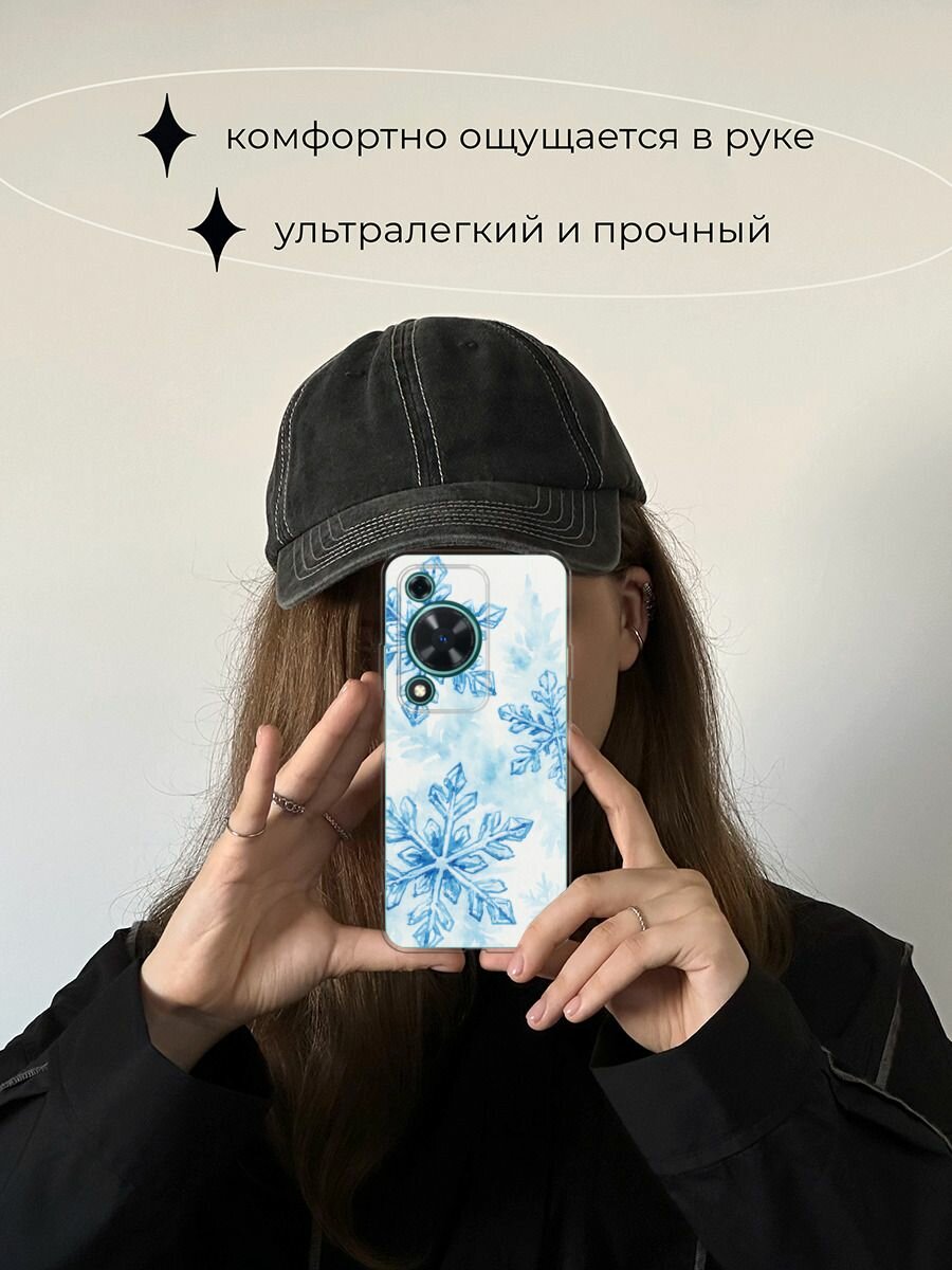 Чехол на Huawei Nova Y72/Y72s / Хуавей Нова Y72/Y72s с принтом "Акварельные снежинки" — фото 1