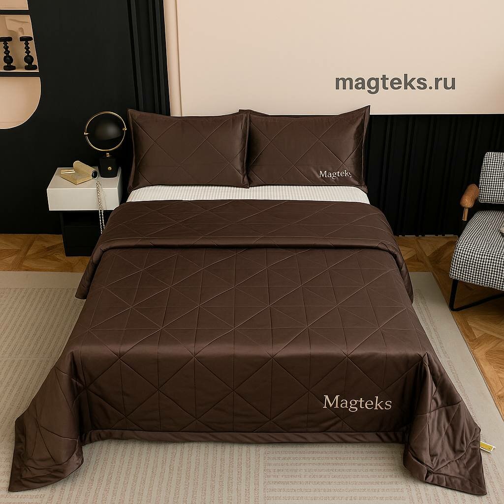 Комплект покрывало и наволочки Ситрейд OVL037 велюр клетка