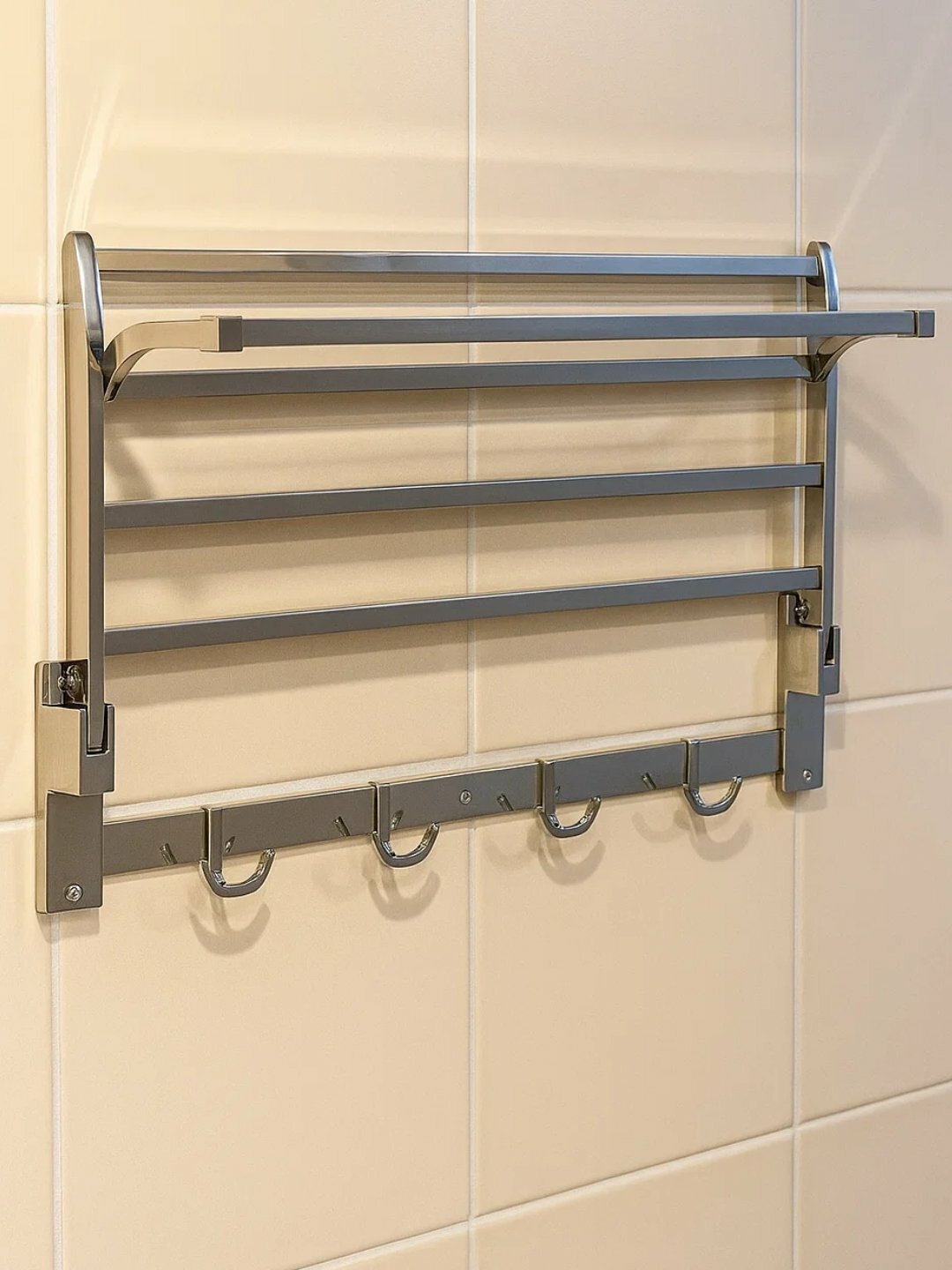 Настенная полка JOXAD с крючками для ванной комнаты