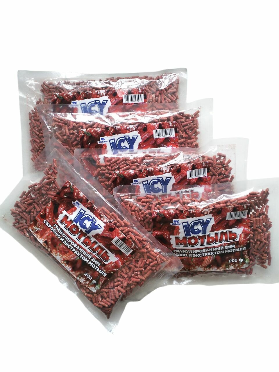 5 ШТ. Мотыль гранулированный ICY 3 мм с кровью и экстрактом мотыля / 1000гр.