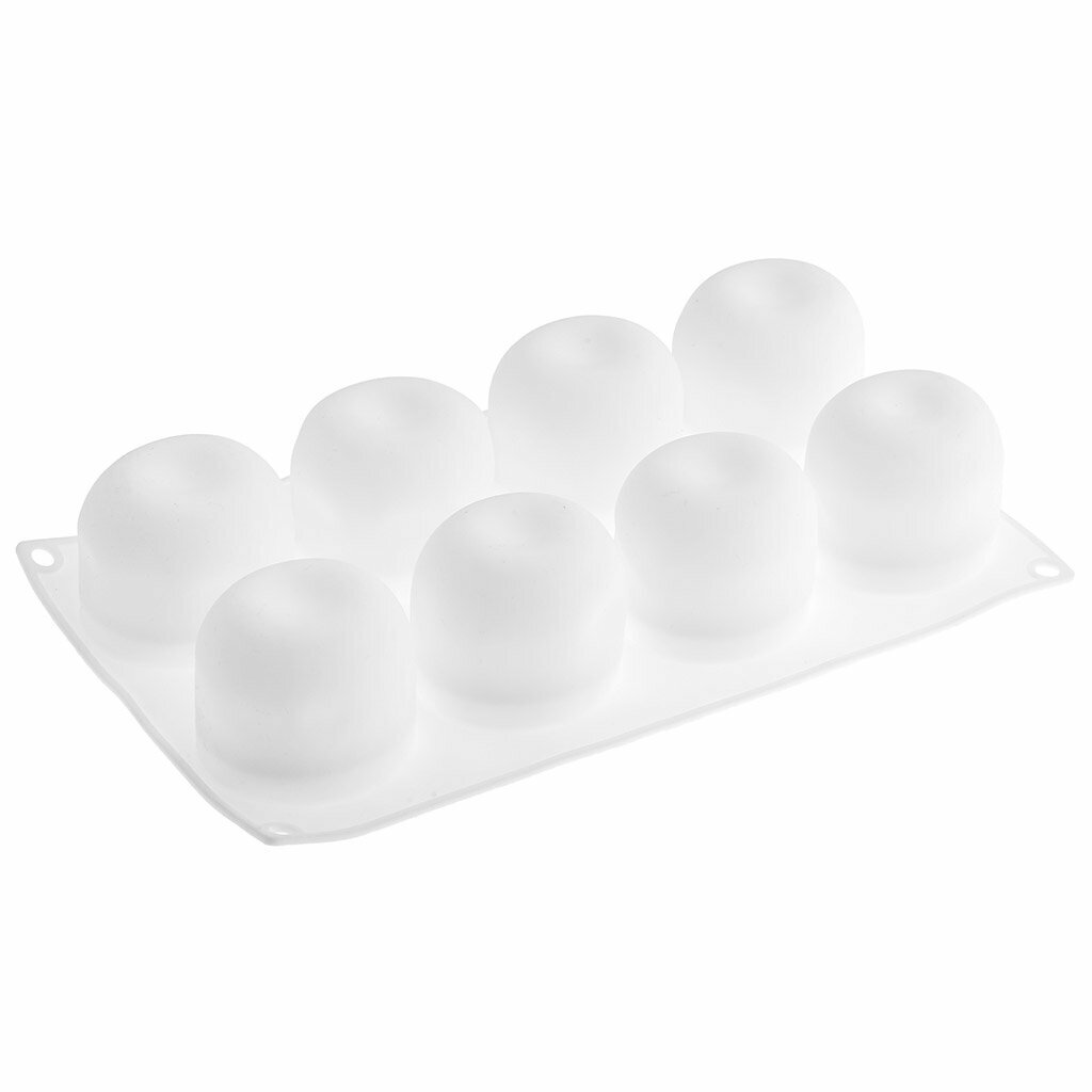 Формы для выпечки КНР силиконовая, муссовых десертов, пирожных, "Яблоко - 8 ячеек", 29,2х17х5,5 см, размер ячейки 5,7х6,3х5,4 см, цвет белый