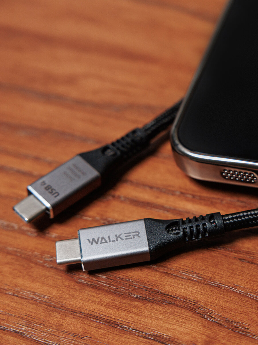 Кабель USB Type-C-Type-C, 240W, Thunderbolt 4, PD, кабель для айфона, как ugreen, hoco, baseus, провод нейлон, черный — фото 15