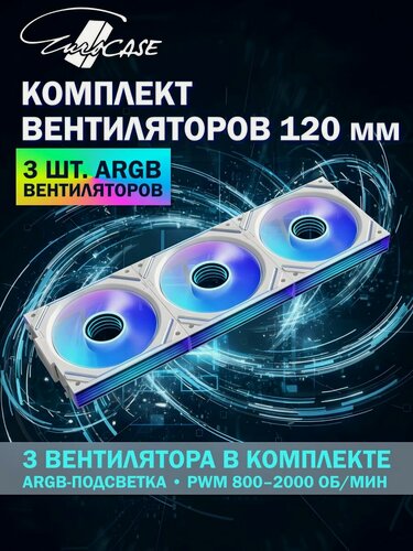 Изображение товара Вентилятор для корпуса Eurocase EU-FN120ARGB_8+16 KIT WH C120SE White / Fan KIT 3 IN 1,3*120 ARGB