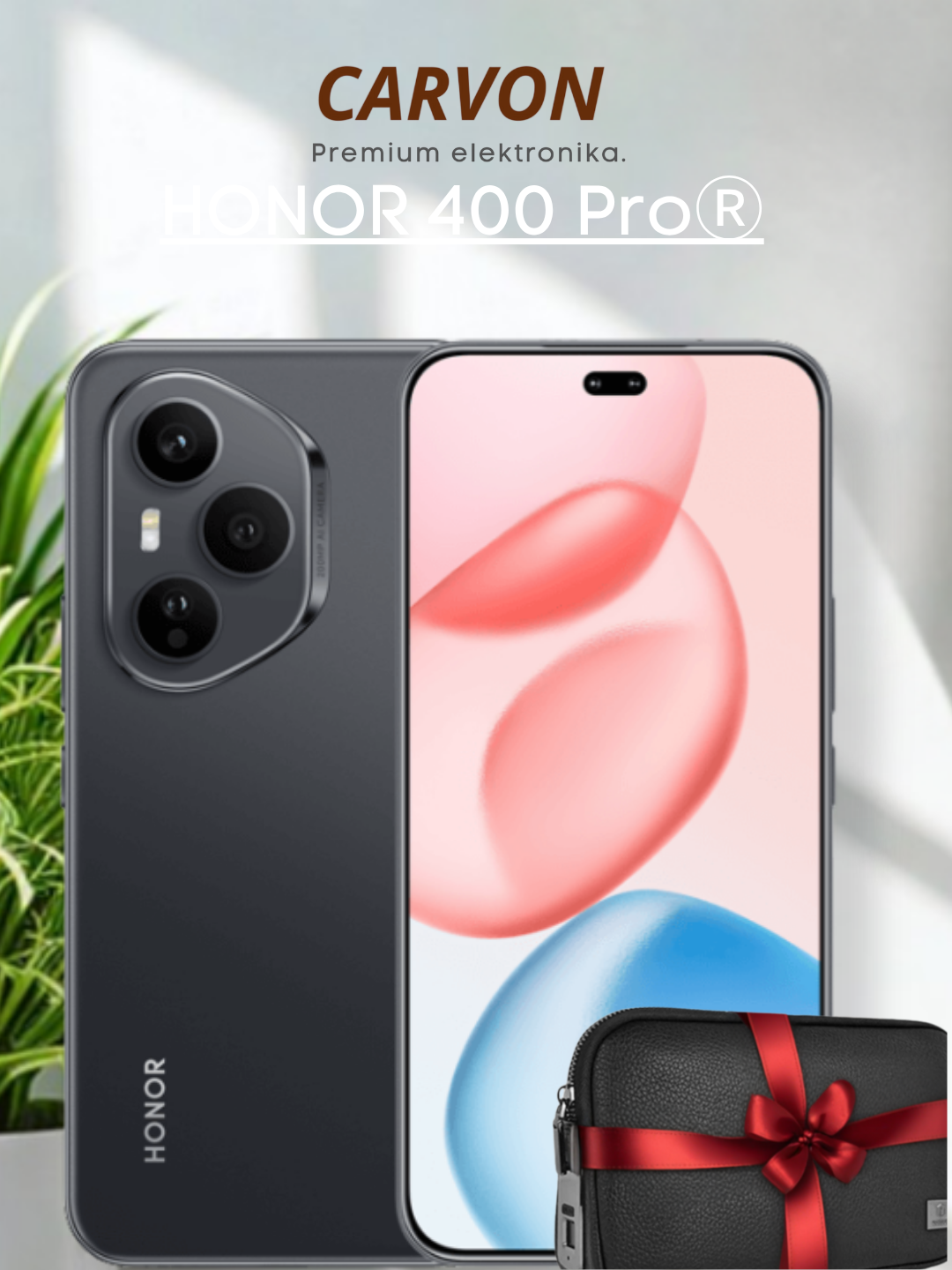 Смартфон Honor 400 Pro 5g, 12 ГБ/512 ГБ, AMOLED 120 Гц, IP68/69, защита от воды и пыли на глубине до 1,5 м в течение 30 мин Чипсет Qualcomm SM8650-AB Snapdragon 8 Gen 3, черный цвет + подарок Премиум-кошелек с разблокировкой по отпечатку пальца