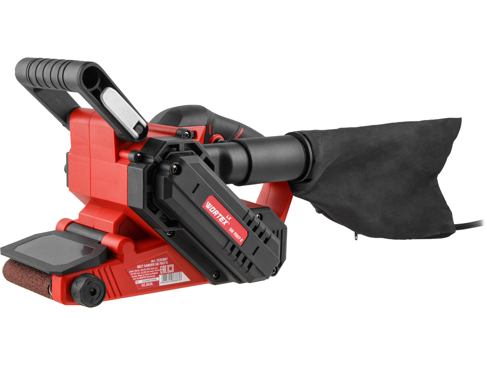 Ленточная шлифмашина WORTEX LX SB 7507 E с регулировкой оборотов (120-380 м/мин)