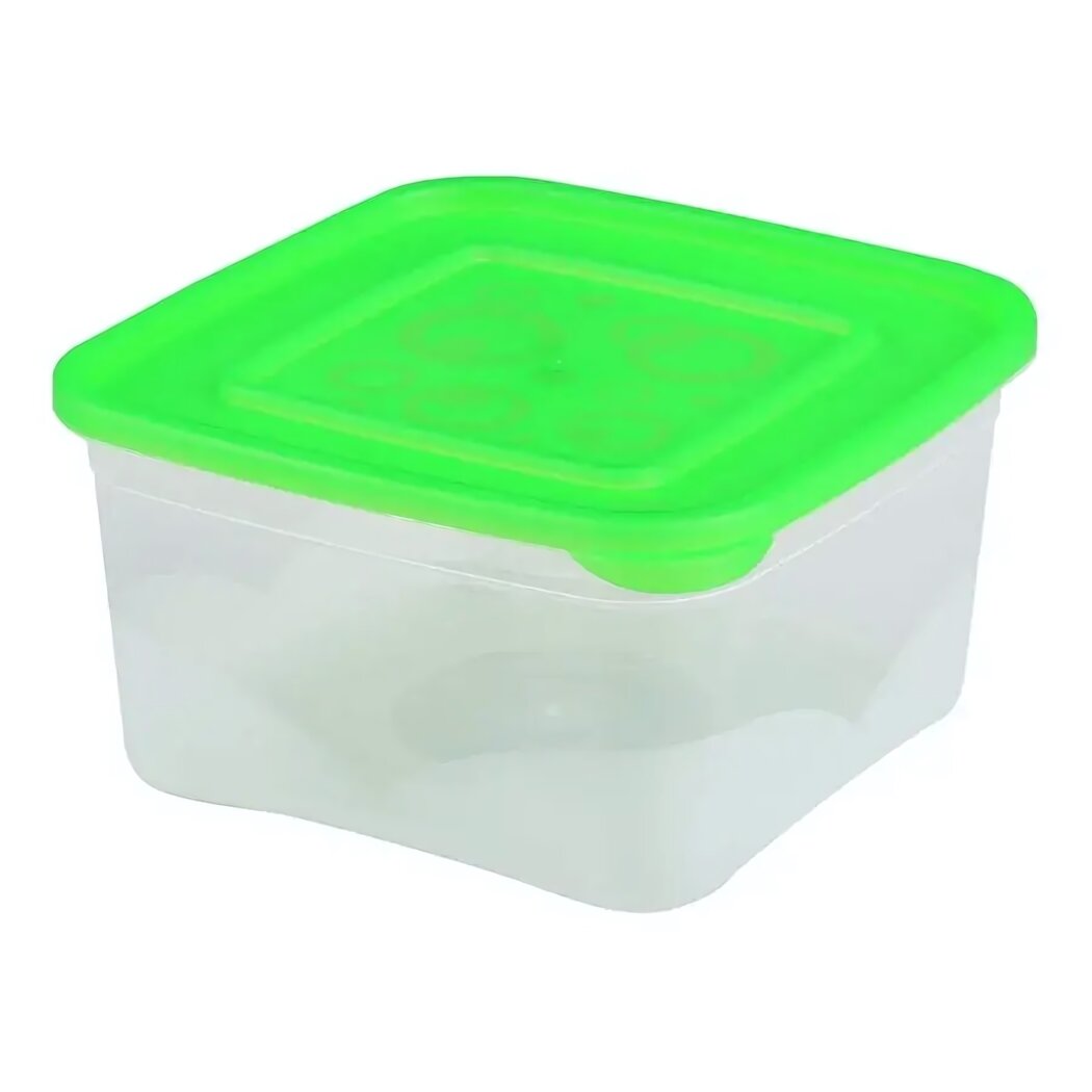 Емкость для микроволновки квадратная 1л с герметичной крышкой пластик цвет крышки в ассортименте
