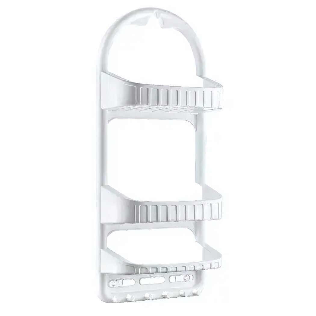 Полка-органайзер для ванной пластик белый 3 полки 35x12x6см перфорация