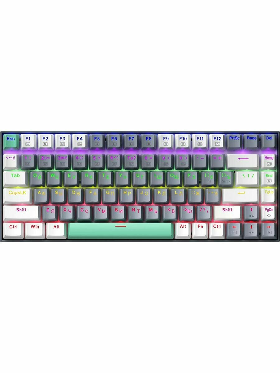 Клавиатура механическая игровая Machenike K500-B84 Grey SE проводная, 84 клавиши, RGB подсветка, PBT кейкапы, свитчи Machenike Custom Red, съемный USB Type-C 1,5м, серый