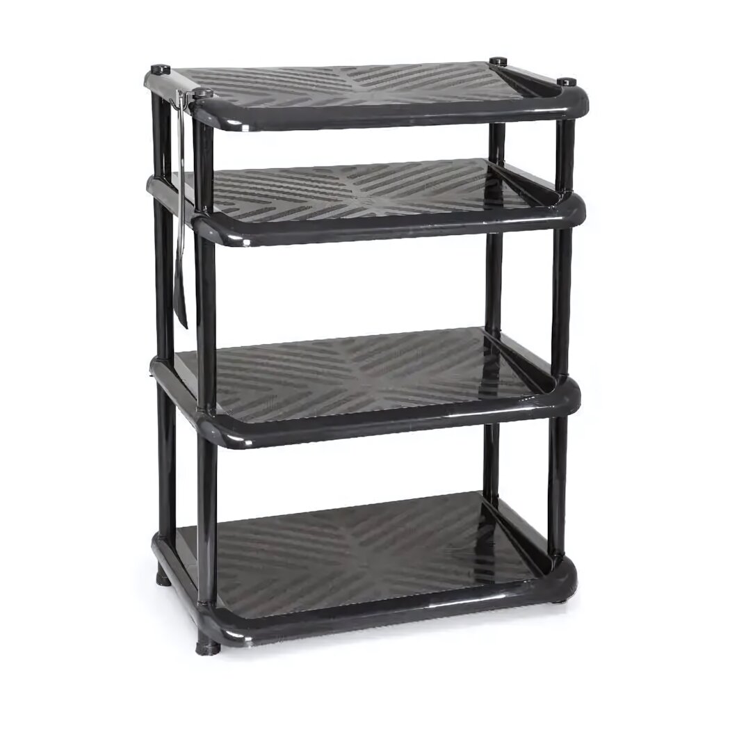 Этажерка для обуви «Комфорт» 4-ярусная пластик черный цвет компактная