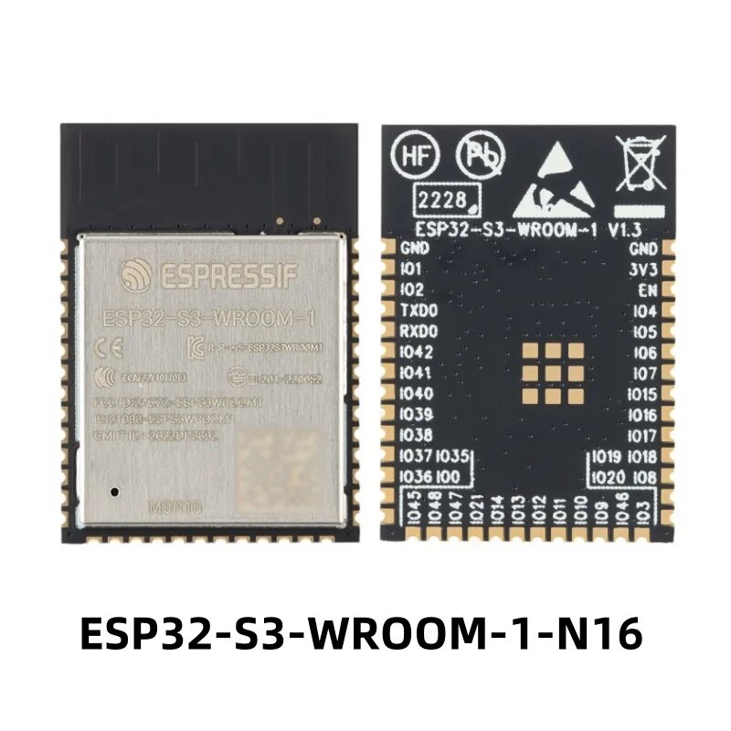 ESP32-S3-WROOM-1 4 МБ, 8 МБ, 16 МБ, 32-битный двухъядерный модуль MCU Wi Fi + Bluetooth, ESP32-S3-WROOM-1, N16