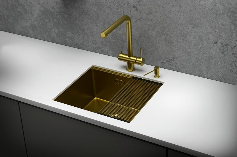 GRANULA KS-5045U, золото сатин, стальная кухонная мойка GRANULA KITCHEN SPACE