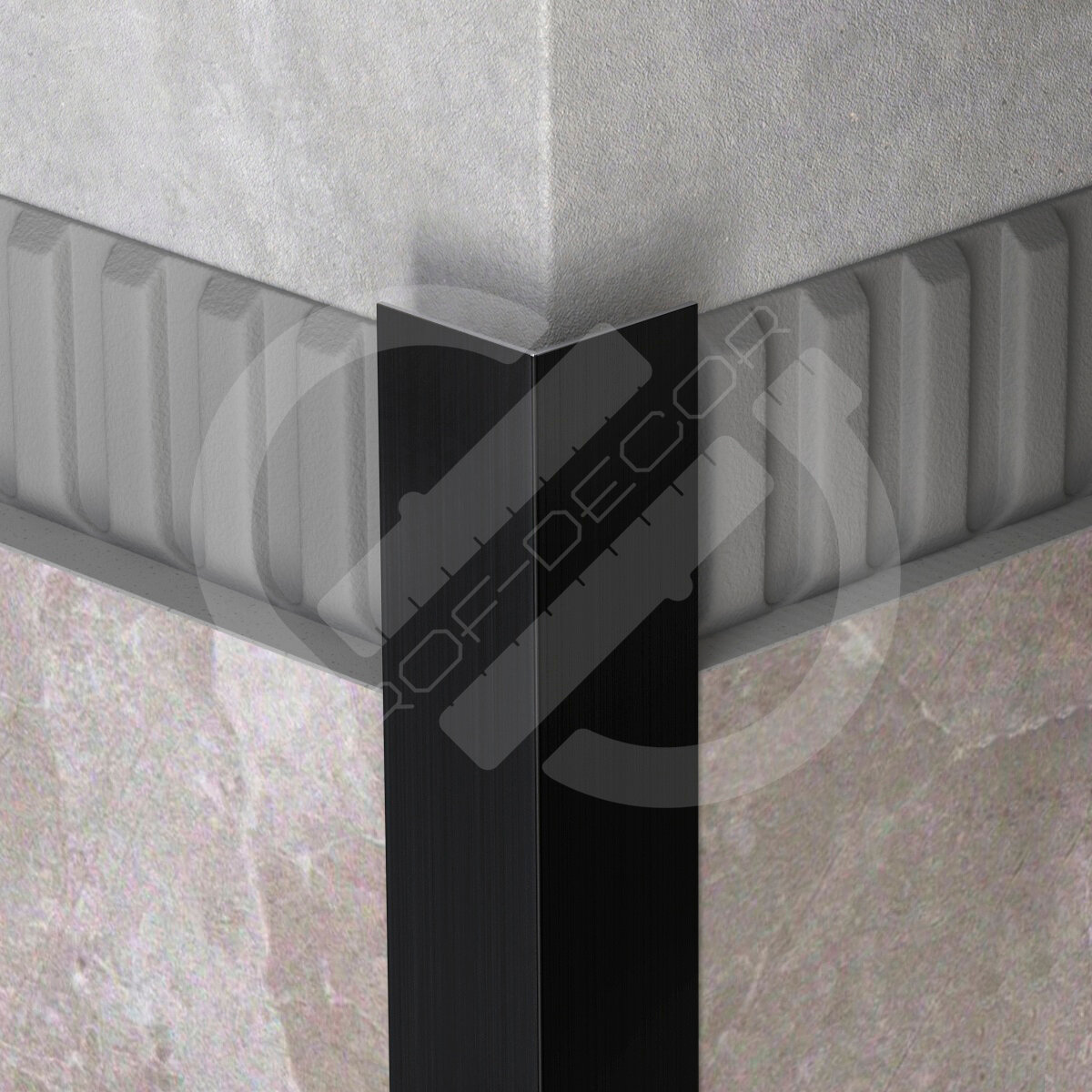 Наружный угол из нержавеющей стали черный шлифованный 10х10х3000мм L-1