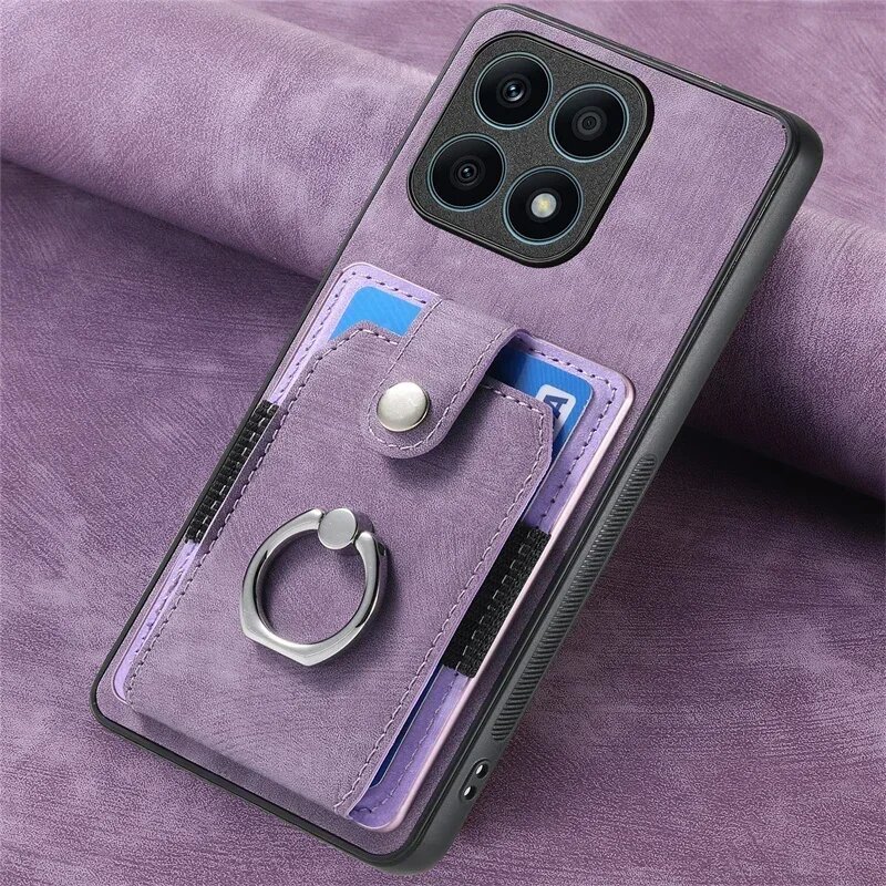 Чехол Honor X7C X8C X9C X6B X7B X8B X9B 4G 5G для Huawei Honor X6A Кожаный кошелек с кольцом на заднюю панель Honor X7A X8A X9A Funda Purple Honor X9C