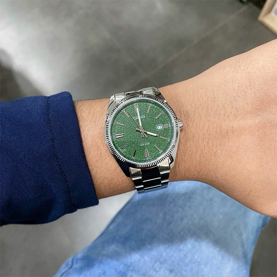 Наручные часы CASIO, серебряный, зеленый — фото 1