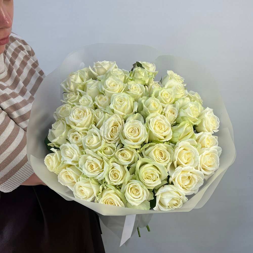 Монобукет 33 - Роза белая Аваланж 51 шт