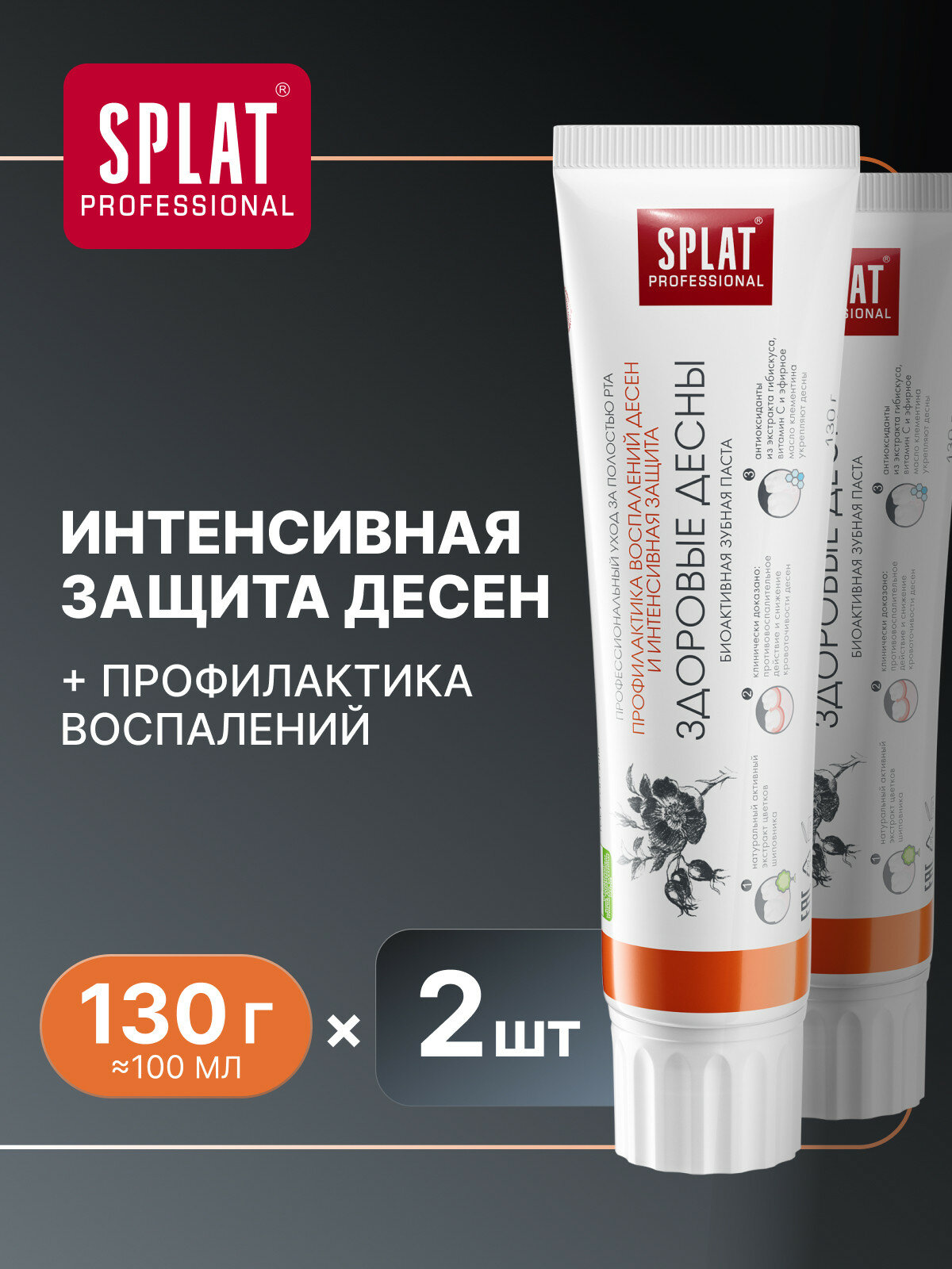Зубная паста Professional SPLAT Здоровые десны для профилактики воспаления десен, 100 мл (2 шт.)