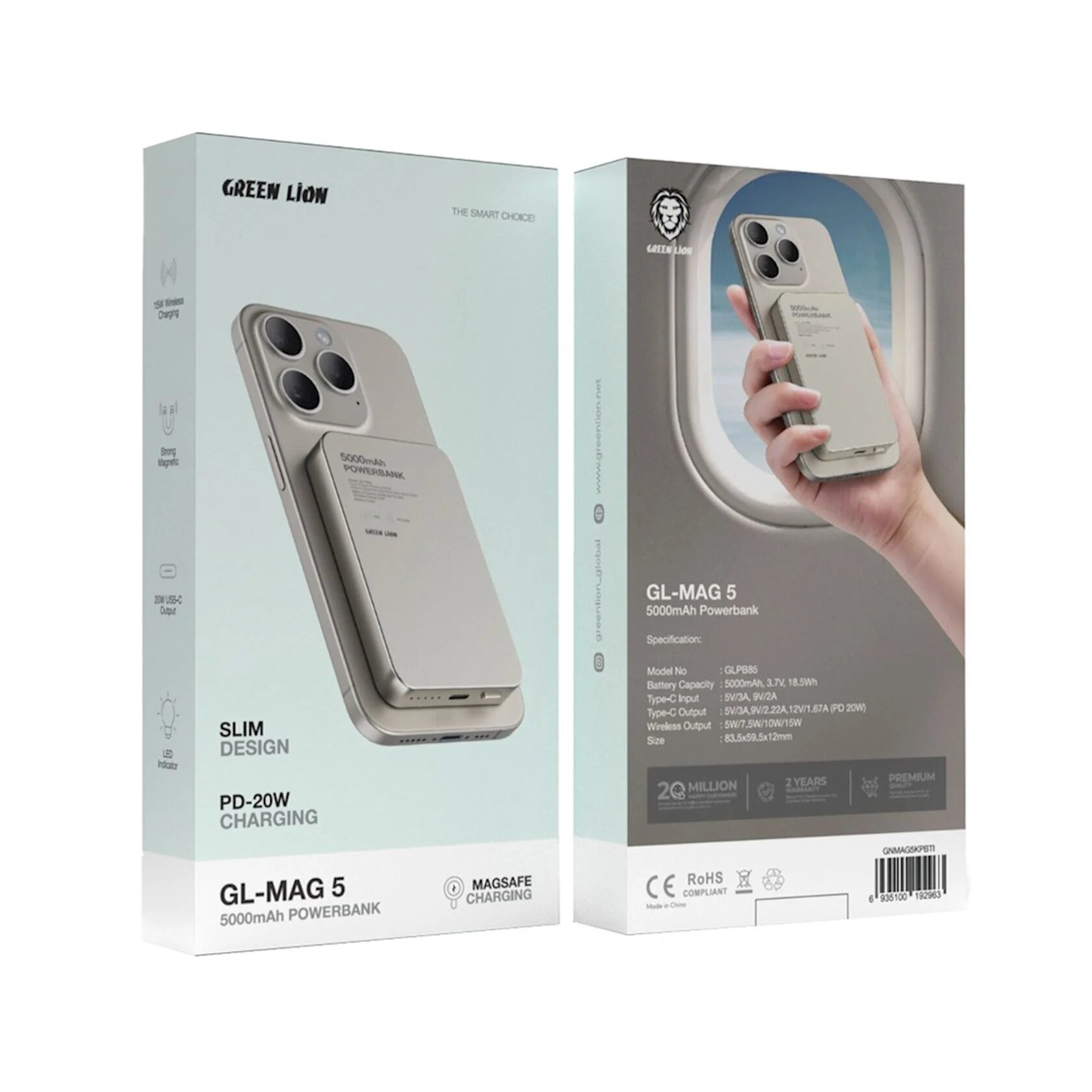 Green Lion GL Mag 5 5000mAh PD20W портативный быстрой зарядки пауэрбанк — фото 1