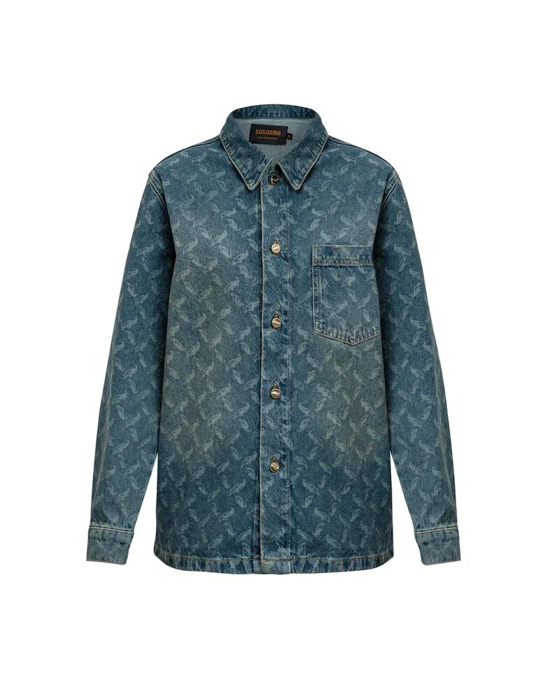 Рубашка Хохлома х Алена Ахмадуллина FW'24-25, размер M, светло-синий