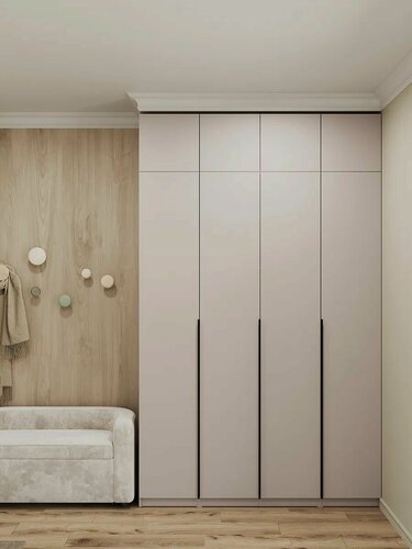 Изображение товара Распашной шкаф для одежды и хранения вещей Сеул, 4 двери, со штангой, с антресолью, 160.1х50.6х260 см, Меланж