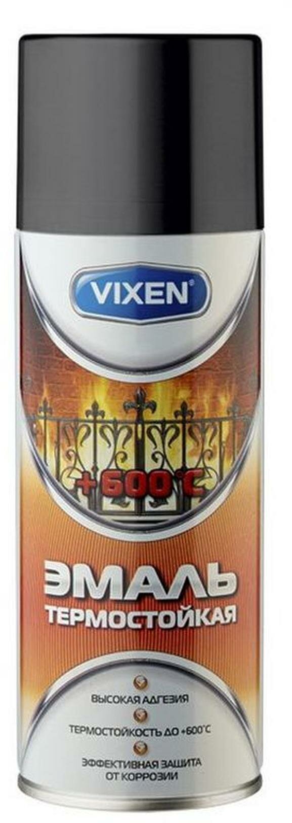 Эмаль Vixen VX-53002 термостойкая аэрозоль черная 520 мл