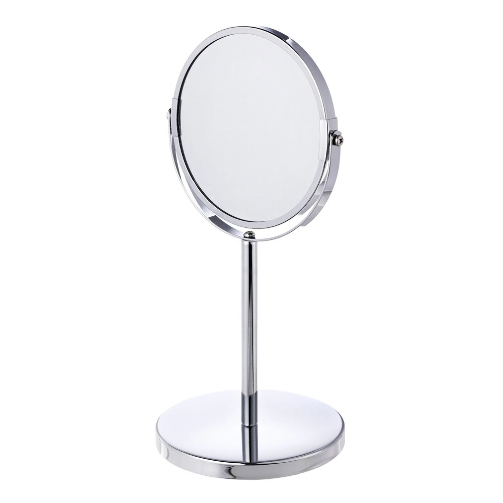 Зеркало косметическое d15 см настольное на ножке хром
