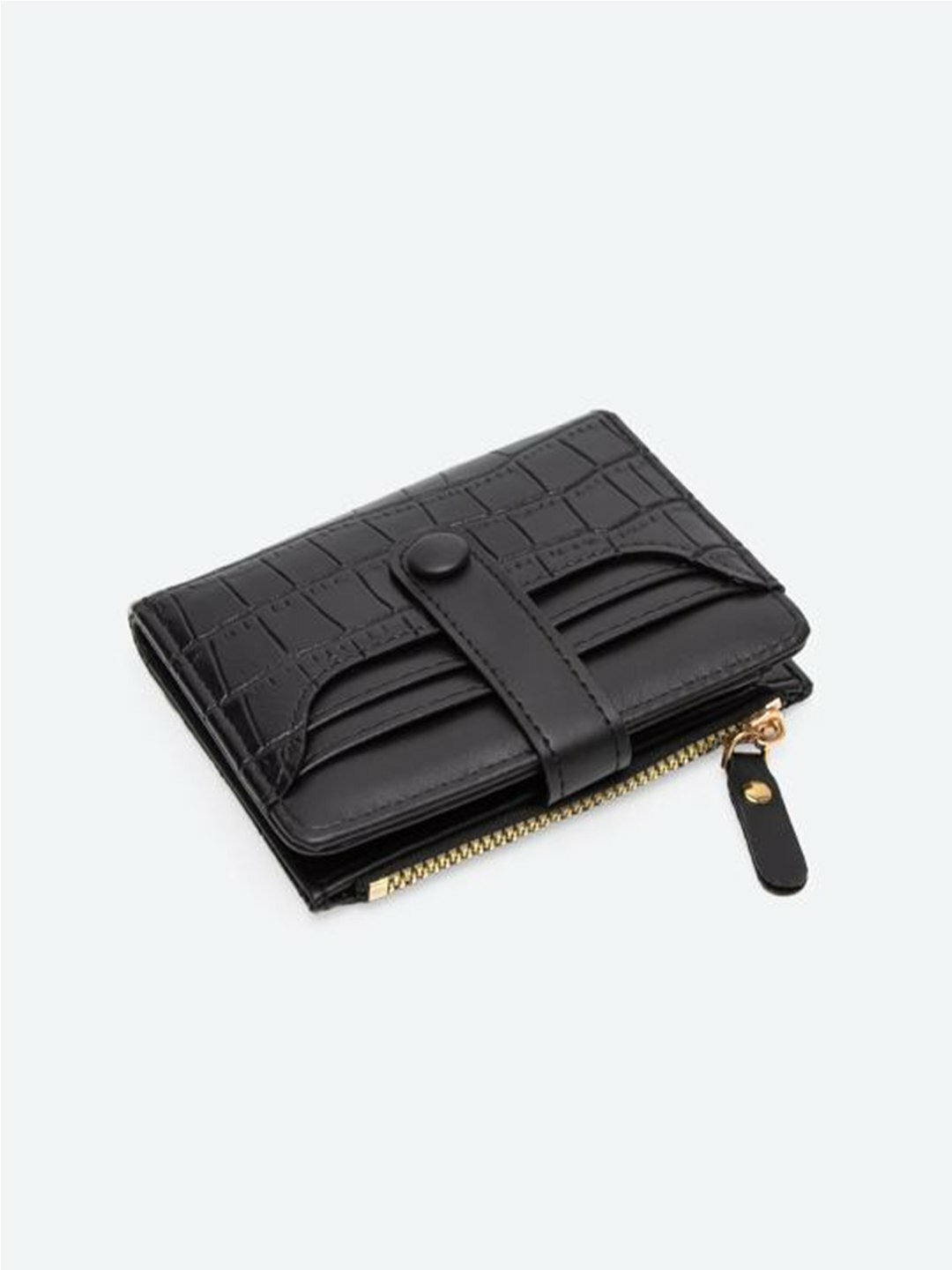 Кошелек , фактура под рептилию, глянцевая, black — фото 1