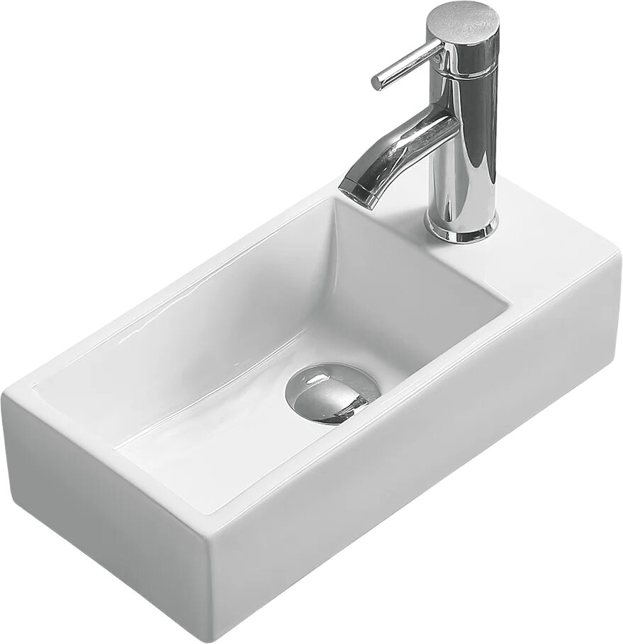 Раковина маленькая в туалет SantiLine SL-2009L 41 мини подвесная прямоугольная фаянсовая белая 40 5 см