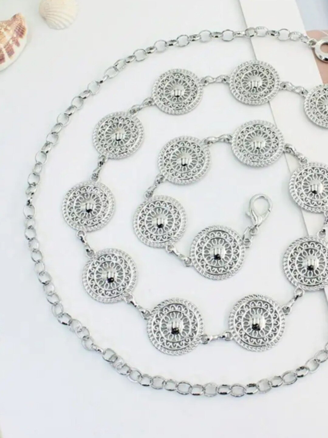 Ремень  для девочек и женщин, размер 96, серебряный — фото 1