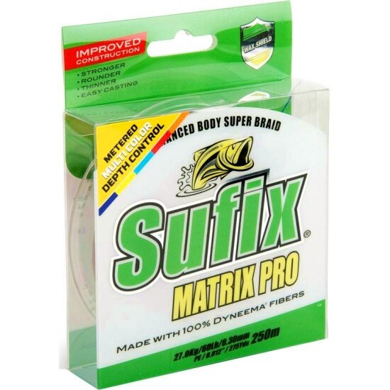 Плетеный шнур Sufix Matrix Pro разноцвет. 250м 0,20мм 18кг