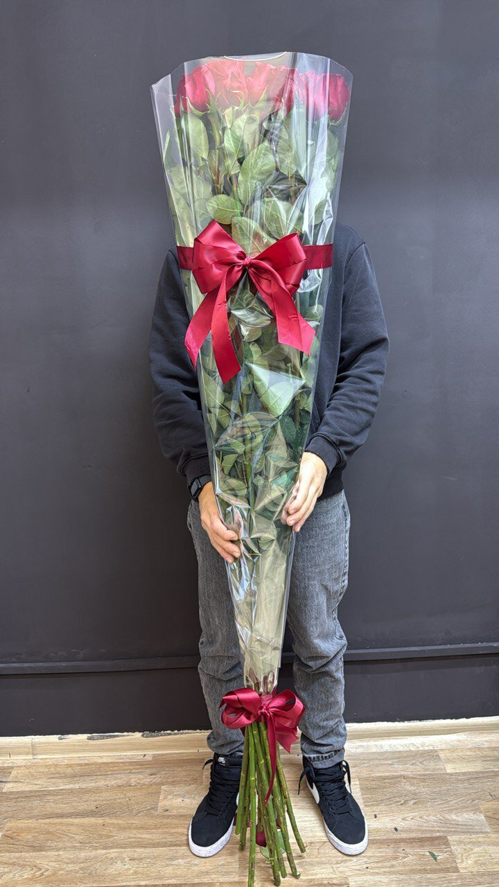 Букет Высокие Розы 15 шт / Гигантские (Длинные) Розы / Доставка Цветов / 15 роз 150 см