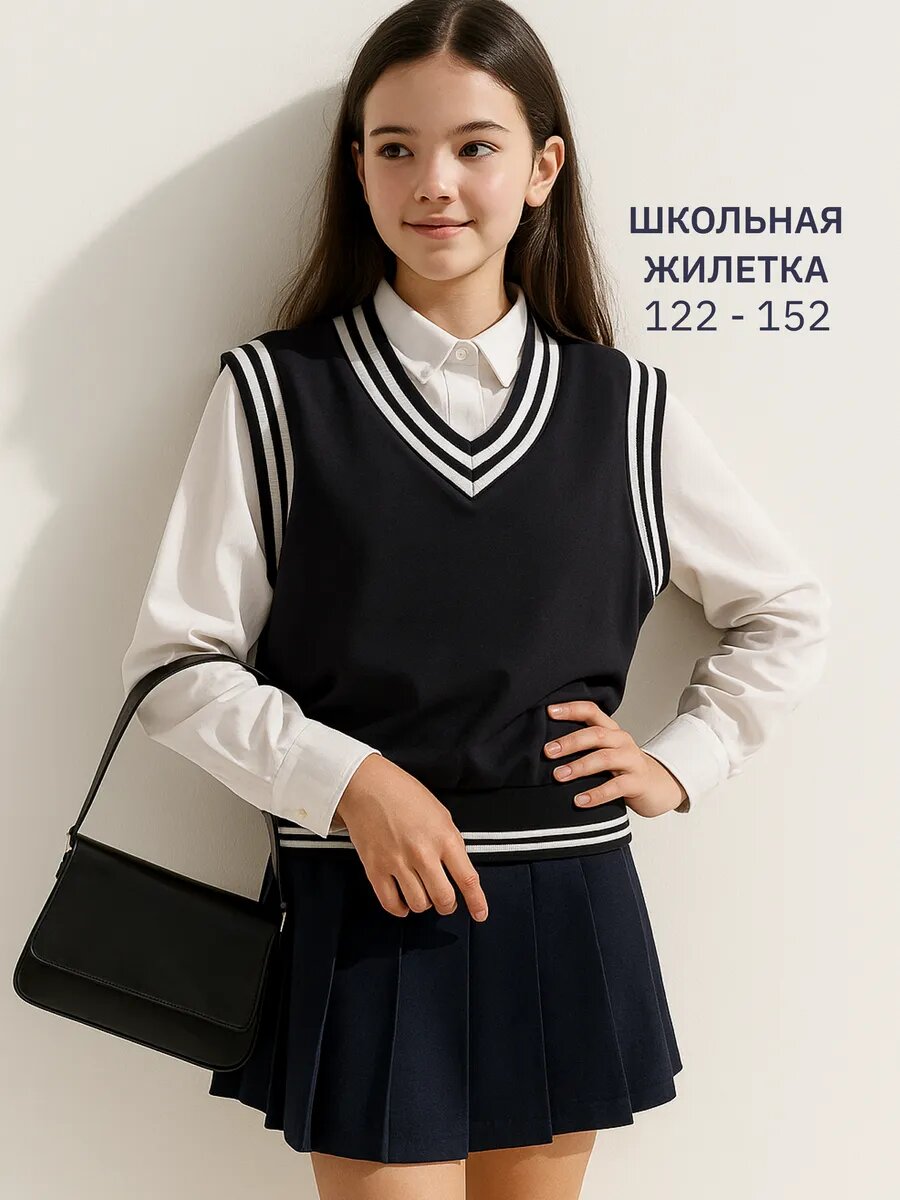 Школьный жилет Daniele Patrici "Школьная коллекция", размер 7-8, черный