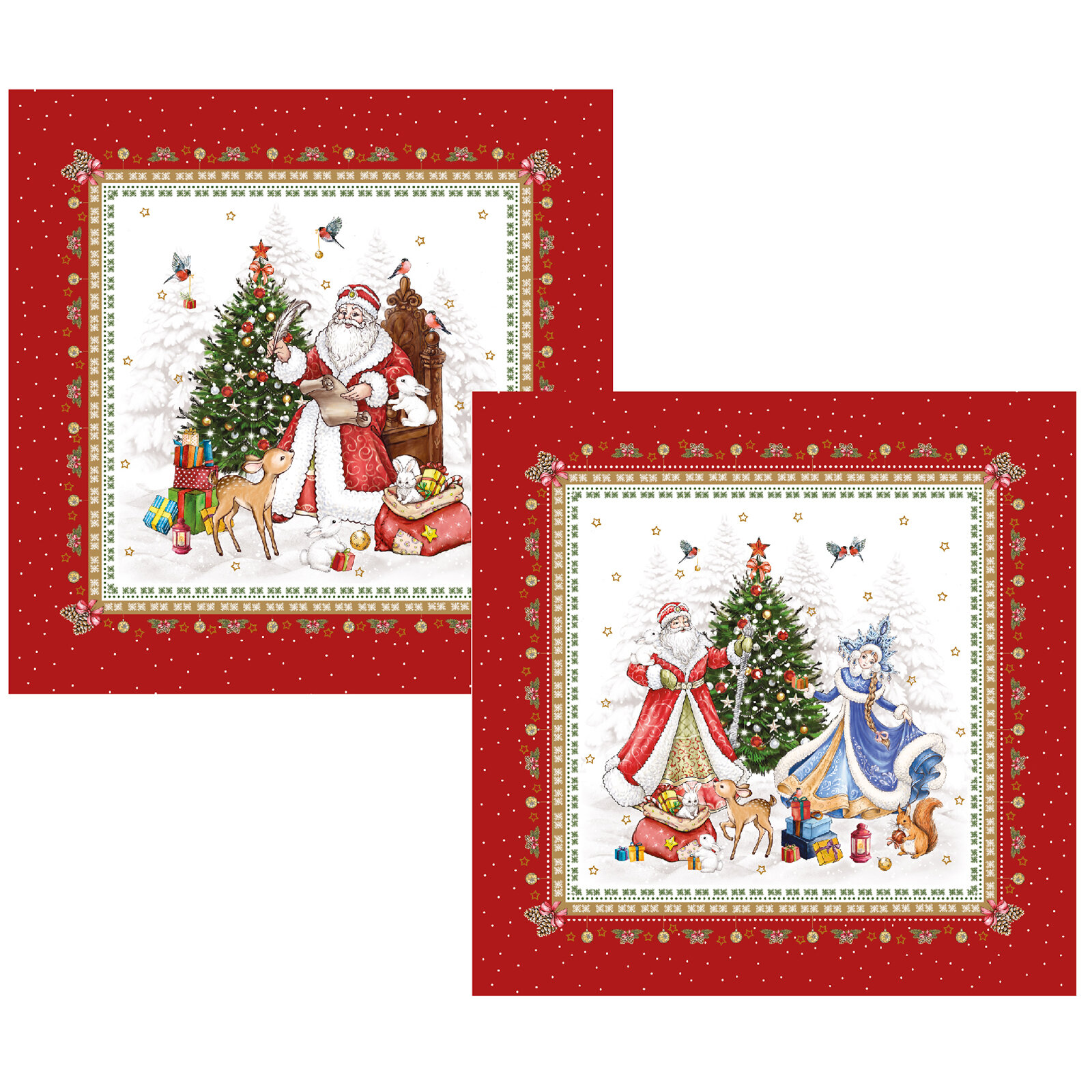 Набор салфеток из 2-х шт с новым годом 40х40см 100% хлопок красный твил KSG-850-763-8