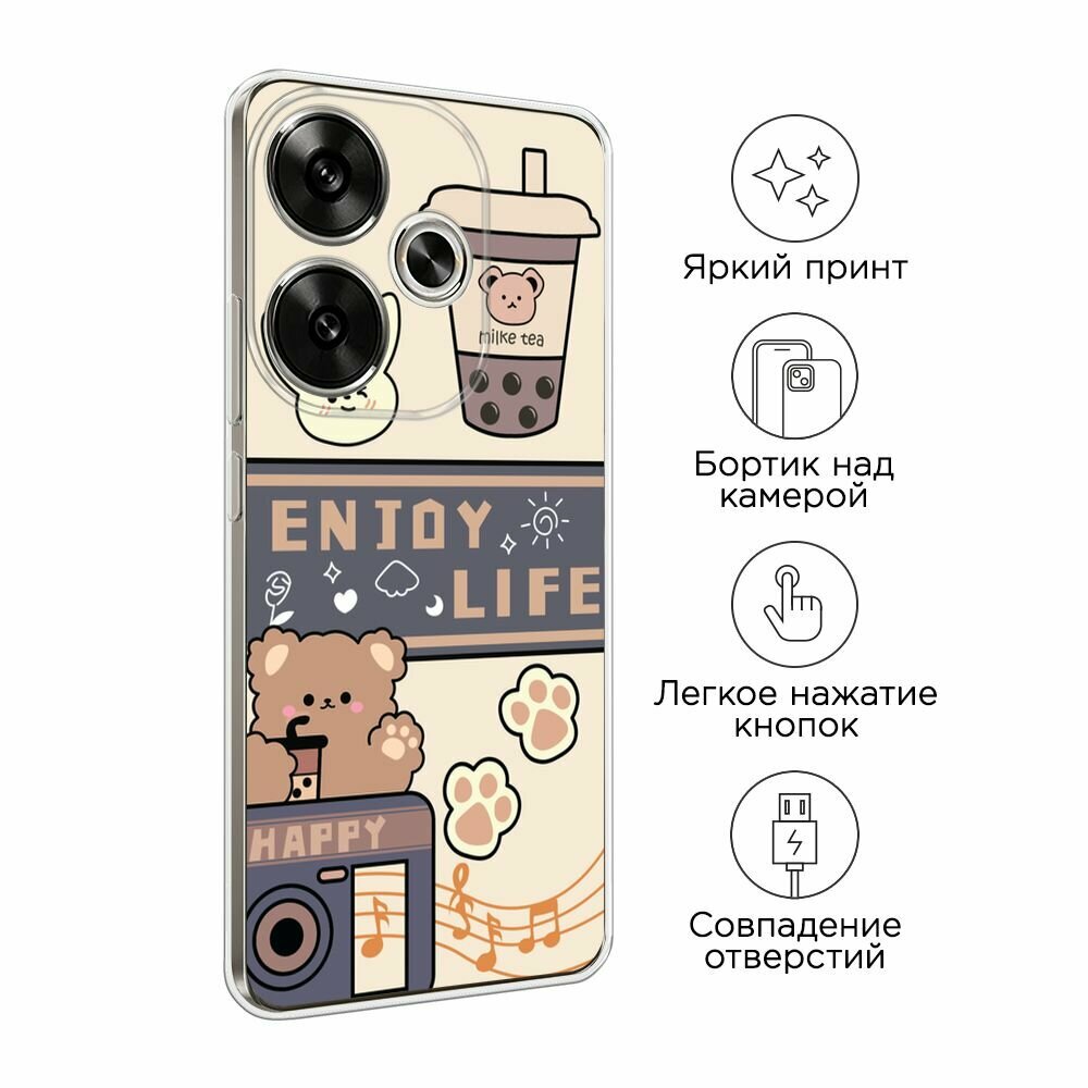 Чехол на Xiaomi Redmi Turbo 3/Poco F6 / Редми Турбо 3/Поко F6 с принтом "Enjoy life 1" — фото 1
