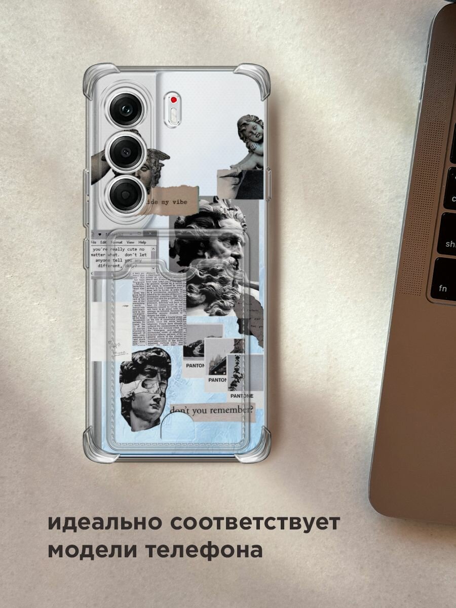 Чехол на Tecno Camon 40 Pro 5G (Текно Камон 40 Про 5G) с картой и принтом "Коллаж греческие скульптуры" — фото 1