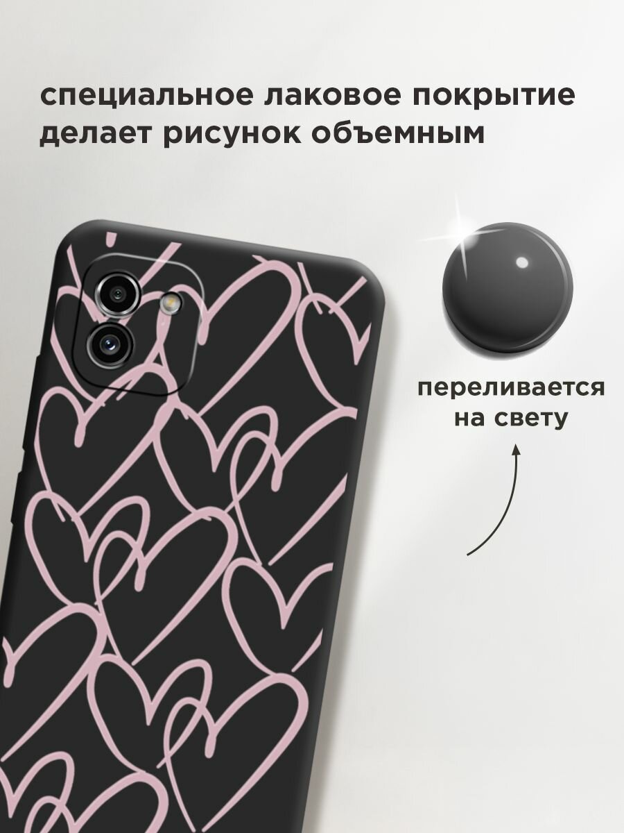 Чехол на Samsung Galaxy A03 / Самсунг А03 с принтом "Hearts doodle pink 1" — фото 1