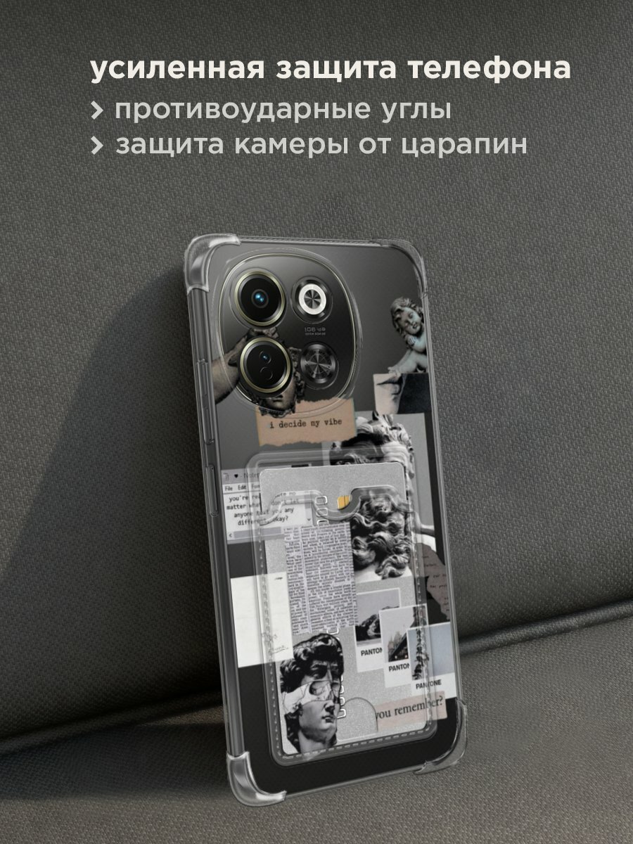 Чехол на Tecno Spark 30 5G (Текно Спарк 30 5G) с картой и принтом "Коллаж греческие скульптуры" — фото 1