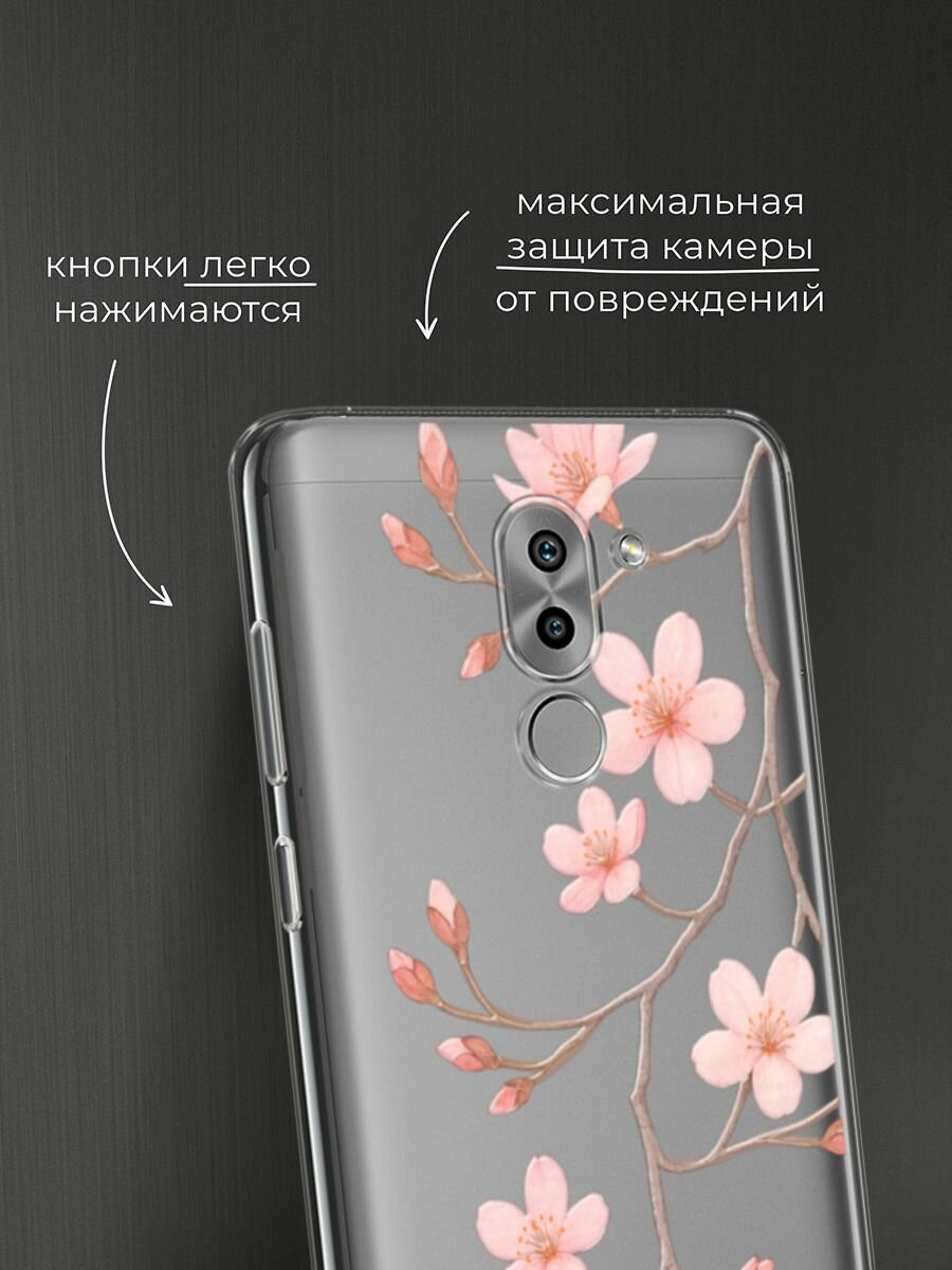 Чехол на Honor 6X / Хонор 6Х с принтом "Веточка распускающейся сакуры 2" — фото 1