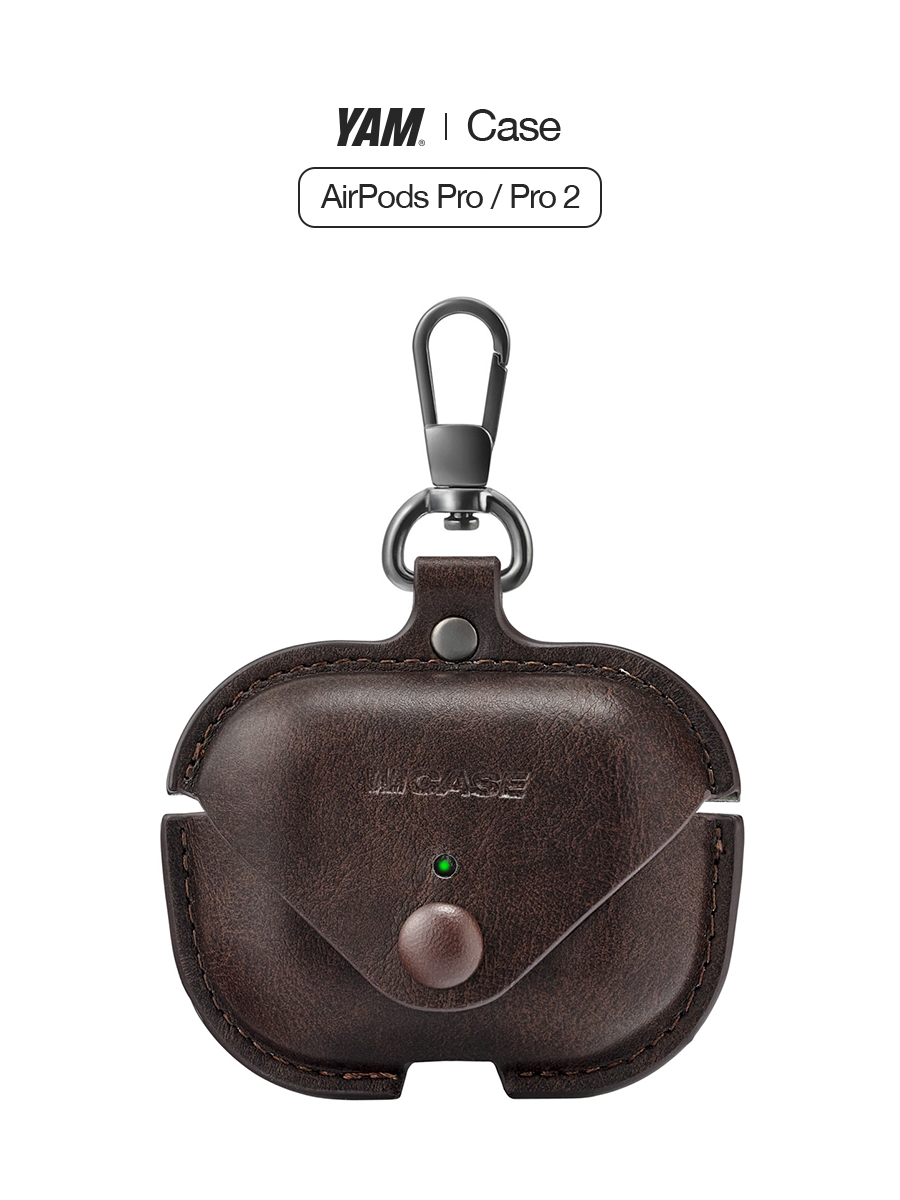 Чехол для наушников AirPods Pro, Pro 2 из экокожи с карабином