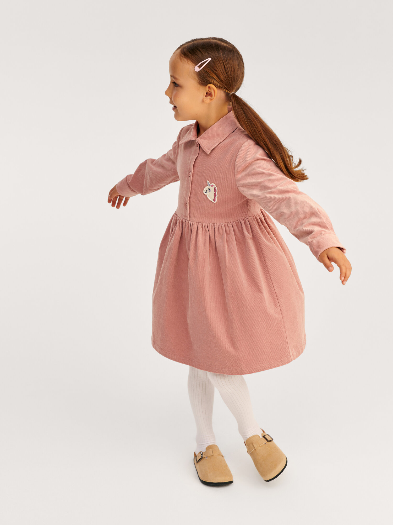 Платье Junion из микровельвета, размер 122, розовый — фото 1