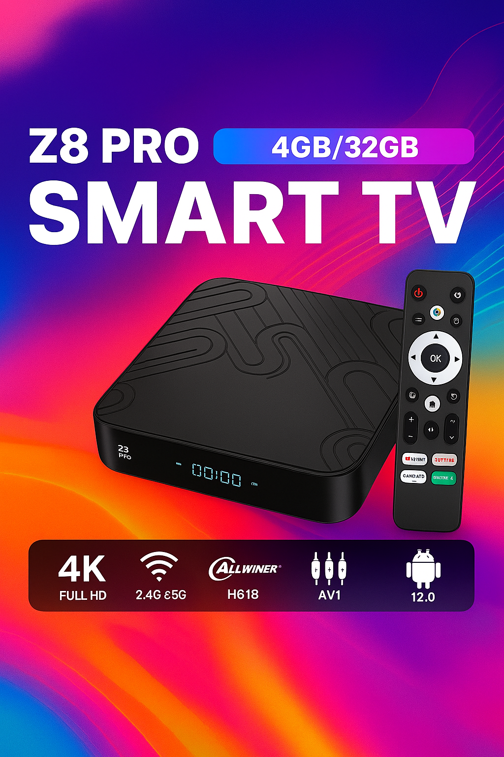 Смарт ТВ приставка Android Smart TV Box Z8 pro Смарт тв бокс — фото 1