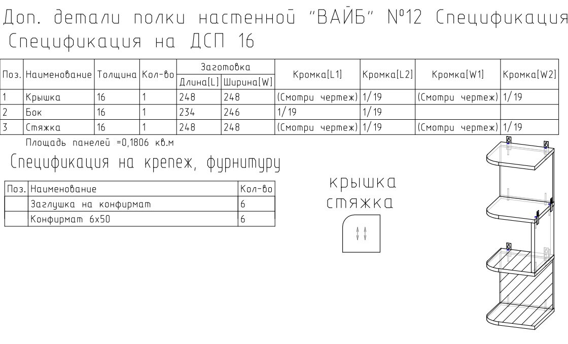 Полка настенная "вайб" №12, Белый. Производитель товара - компания Westcom. — фото 1