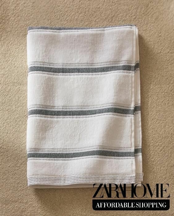 ZARA HOME Полотенце кухонное 50x70 1 шт махровая фактура бязь серый-