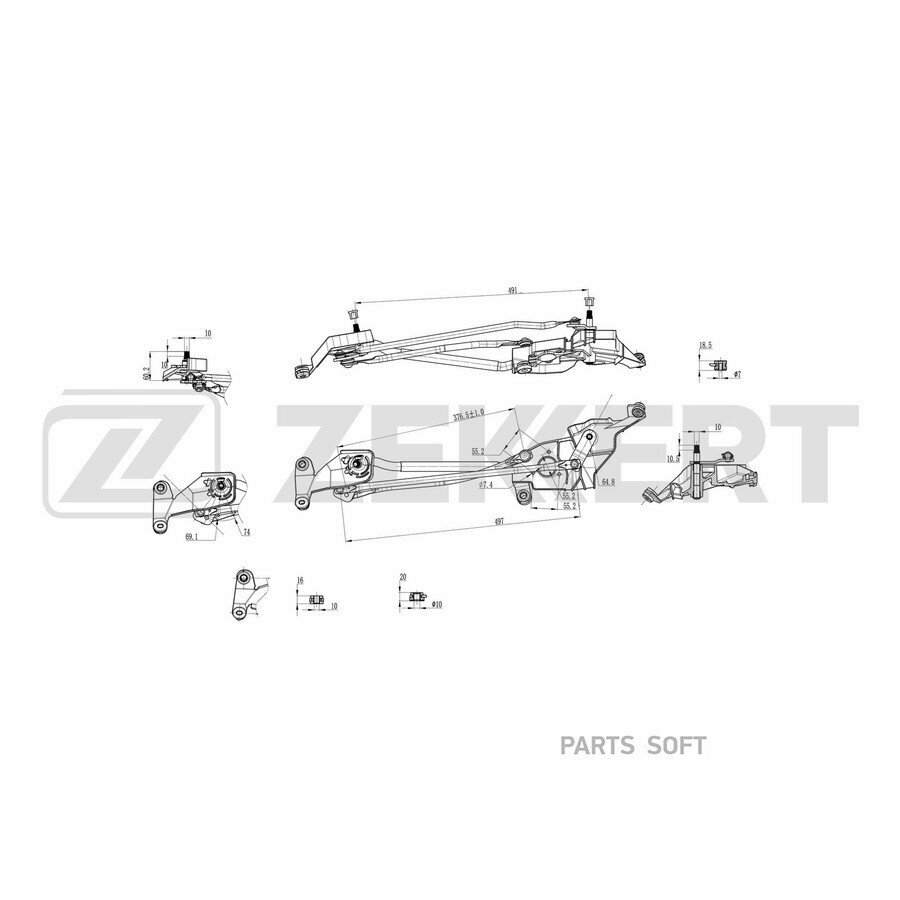 ZEKKERT WS-3027 Трапеция стеклоочистителя Mitsubishi Outlander II 06- ()