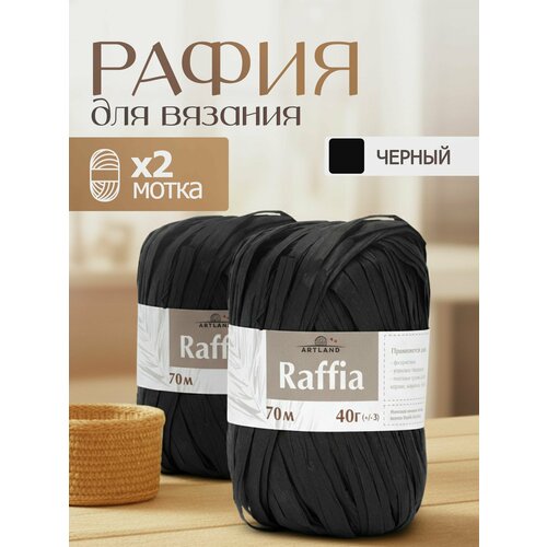Пряжа для вязания Artland Raffia 2 мотка (50 м, 40 гр), цвет Черный