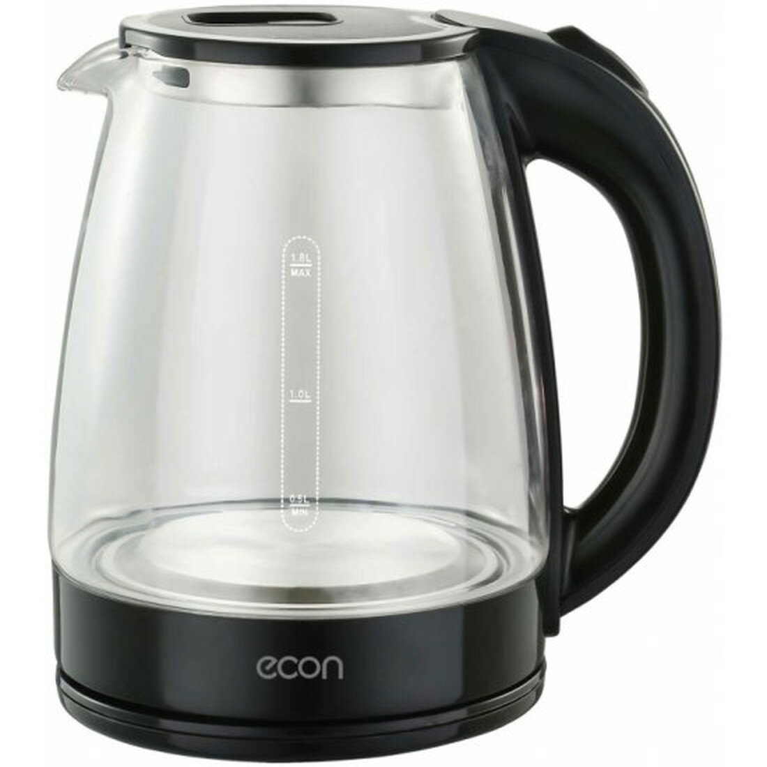 Чайник Econ ECO 1845KE  стекло  1500Вт  1 8л  черный